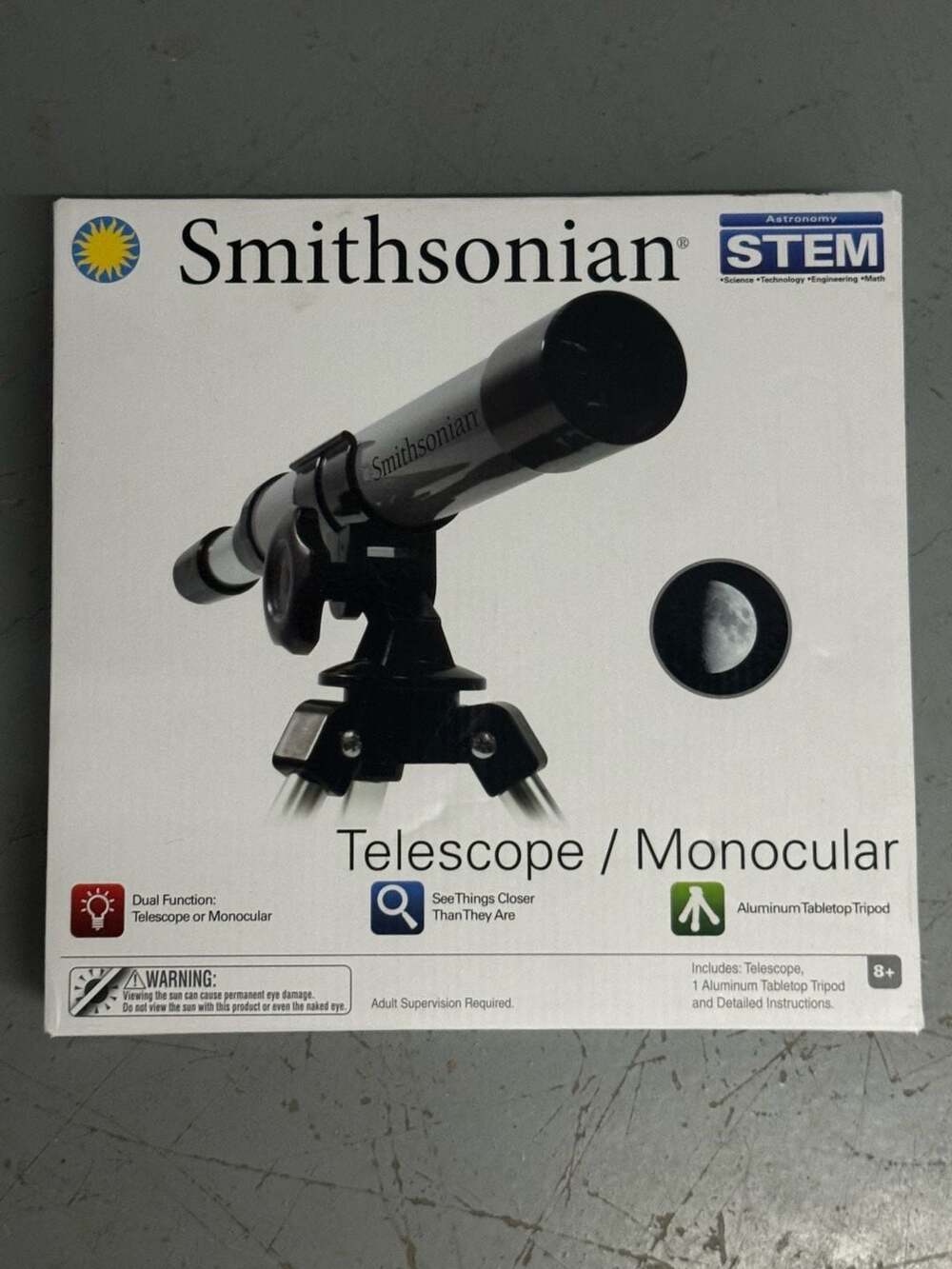Smithsonian STEM 30X Telescope Monocular Kit with Aluminum Tabletop Tripod 22259